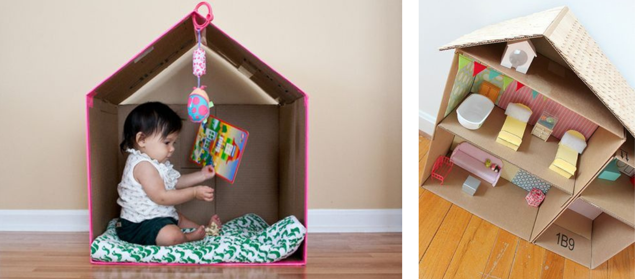 domeček pro děti a pro panenky z kartonové krabice